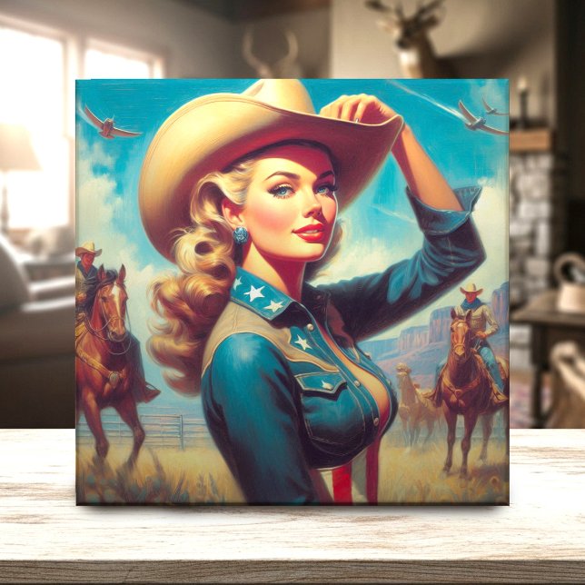 Vintage Rodeo Pin-up Ceramic Tile (Creator Uploaded)