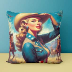 Vintage Rodeo Pin-up Cushion