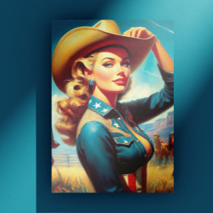 Vintage Rodeo Pin-up Postcard