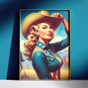 Vintage Rodeo Pin-up Poster
