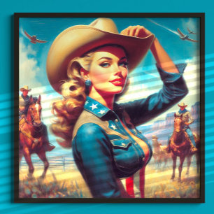 Vintage Rodeo Pin-up Poster