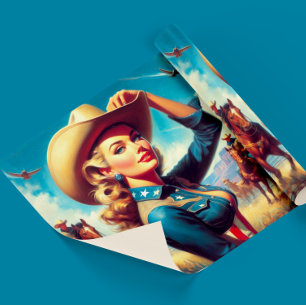 Vintage Rodeo Pin-up Wrapping Paper