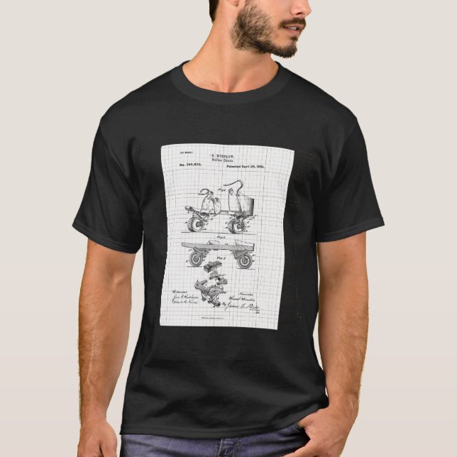 Vintage Roller Skate Patent Illustration T-Shirt (Front)