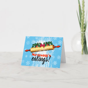Vintage rolling pin baking personalised Christmas Card