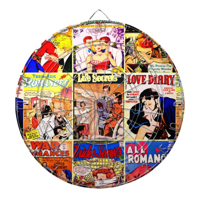 Vintage Romance Comic Book Cover Collage Dartboard (Front)