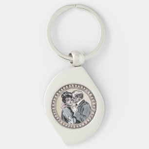  Vintage Romance Couple: Antique Roses Girly Love Key Ring