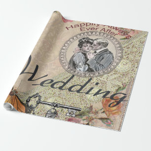  Vintage Romance Couple: Antique Roses Girly Love Wrapping Paper