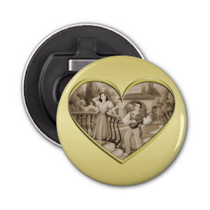 Vintage Romance couple, man and woman, gold Bottle Opener