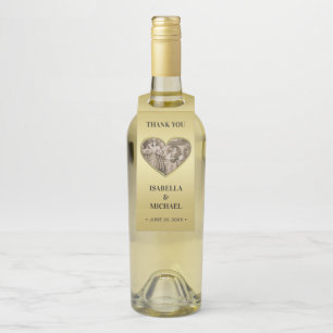 Vintage Romance couple, man and woman, gold Bottle Tag