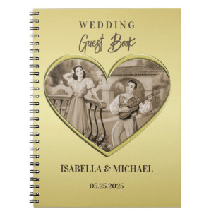 Vintage Romance couple, man and woman, gold Notebook