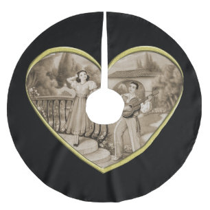 Vintage Romance couple, man and woman love Brushed Polyester Tree Skirt