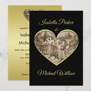 Vintage Romance couple, man and woman love Invitation