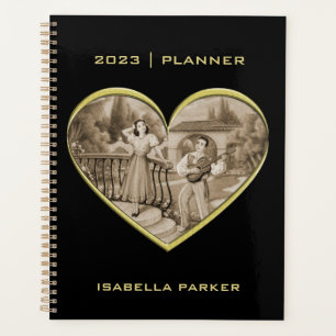 Vintage Romance couple, man and woman love Planner