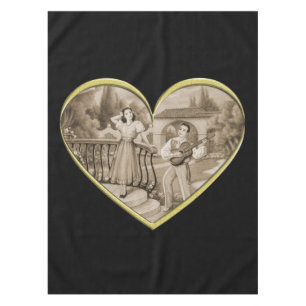 Vintage Romance couple, man and woman love Tablecloth