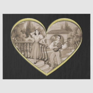Vintage Romance couple, man and woman love Tissue Paper
