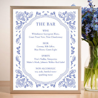 Vintage Romance Floral Wedding Bar Sign