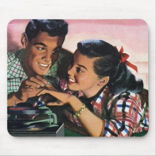 Vintage Romance, High School Sweethearts in Love Mouse Pad