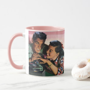 Vintage Romance, High School Sweethearts in Love Mug