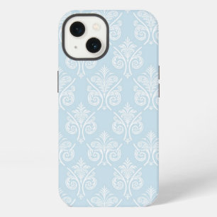 Vintage Romance Light Blue and White Damask Print iPhone 13 Case