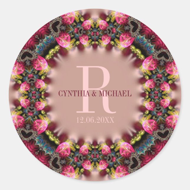 Vintage Romance Roses Wedding Keepsake Classic Round Sticker (Front)