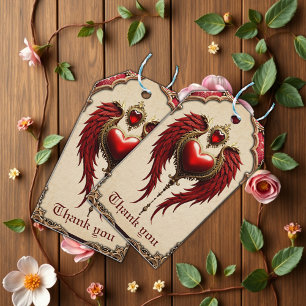 Vintage romance with a heart and wings. gift tags