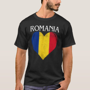 Vintage Romania Flag Heart For Romanian T-Shirt