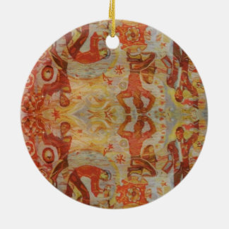 Vintage Romanian embroidery, traditional design Ceramic Tree Decoration