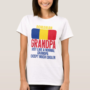 Vintage Romanian Grandpa Romania Flag for Father's T-Shirt