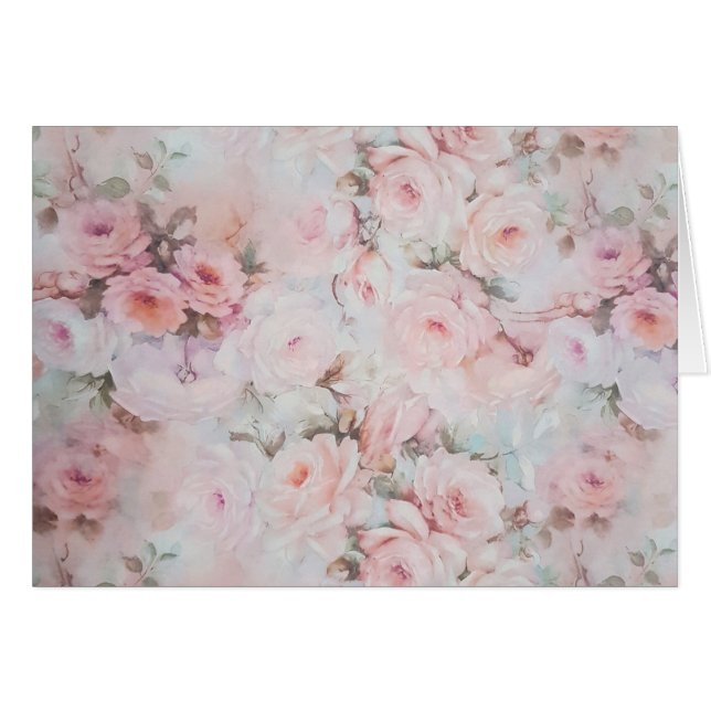 Vintage romantic blush pink teal elegant roses (Front Horizontal)