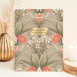 Vintage Romantic Botanical Floral Custom Name Planner<br><div class="desc">This elegant design features a vintage-inspired botanical pattern with soft pink and white flowers set against a muted taupe background. The intricate floral details give it a timeless and classic feel, while the sleek gold nameplate adds a personalised touch. Perfect for professionals, students, or anyone who appreciates sophisticated and nature-inspired...</div>