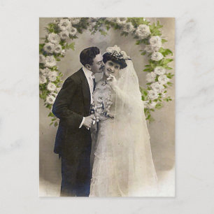 Vintage Romantic Bride and Groom Photos Postcard