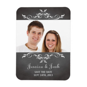 Vintage romantic chalkboard scroll save the date magnet