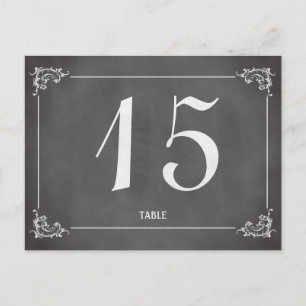 Vintage romantic chalkboard wedding table number postcard