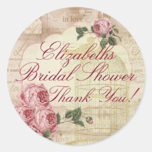 Vintage Romantic Chic Bridal Shower Thank You Classic Round Sticker