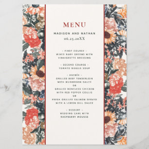 Vintage Romantic Cottagecore Floral Wedding Menu