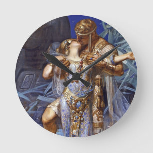 vintage romantic couple anthony cleopatra classic round clock
