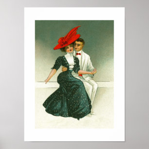 Vintage romantic couple art poster