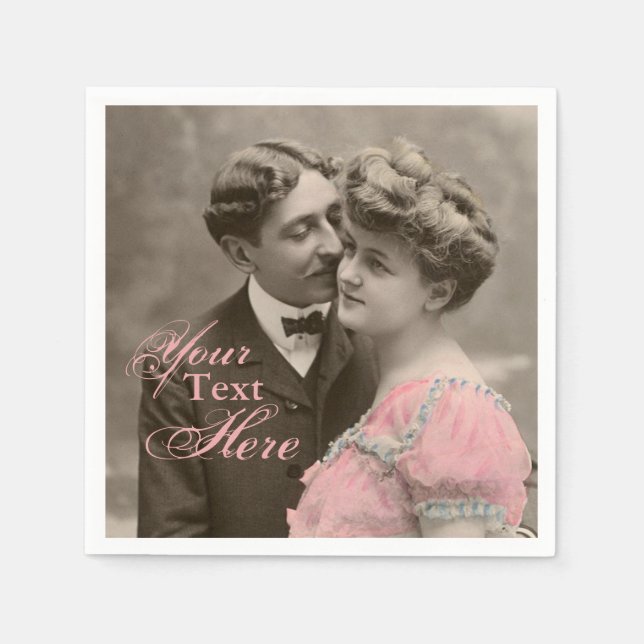 Vintage Romantic Couple Napkin (Front)