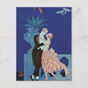Vintage Romantic Couple ~ "Oui" Postcard