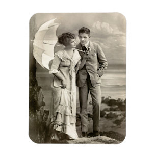 Vintage Romantic Couple with Parasol Magnet