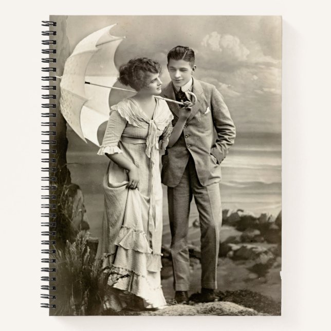 Vintage Romantic Couple with Parasol Notebook (Front)