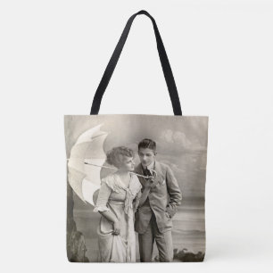 Vintage Romantic Couple with Parasol Tote Bag