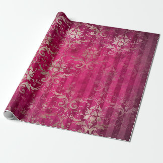 Vintage Romantic Damask Burgundy Gold Wrapping Paper