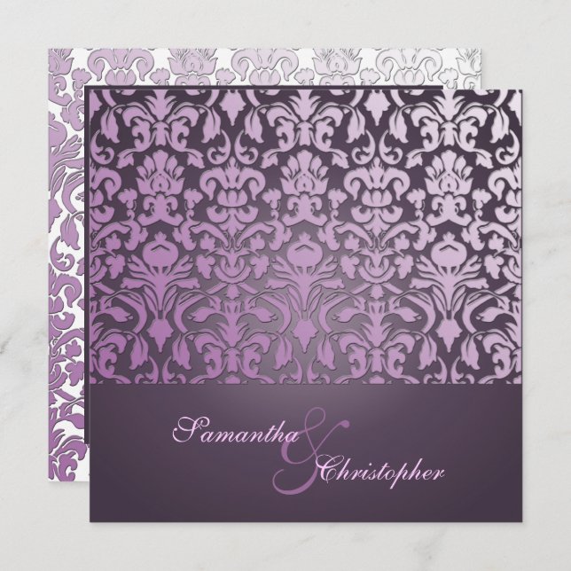 VINTAGE+ROMANTIC DAMASK/PURPLE/INVITATIONS INVITATION (Front/Back)