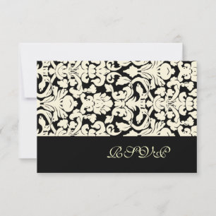 Vintage + Romantic Damask RSVP/diy colour+font RSVP Card