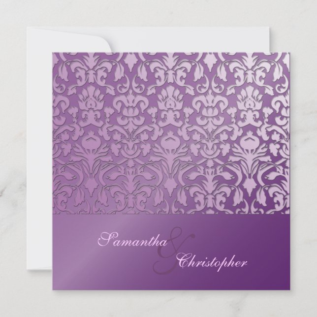 Vintage + Romantic Damask Wedding Invitations (Front)