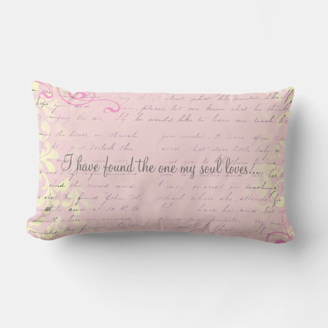 Vintage Romantic Damask with Bible Verse Lumbar Cushion (Front)