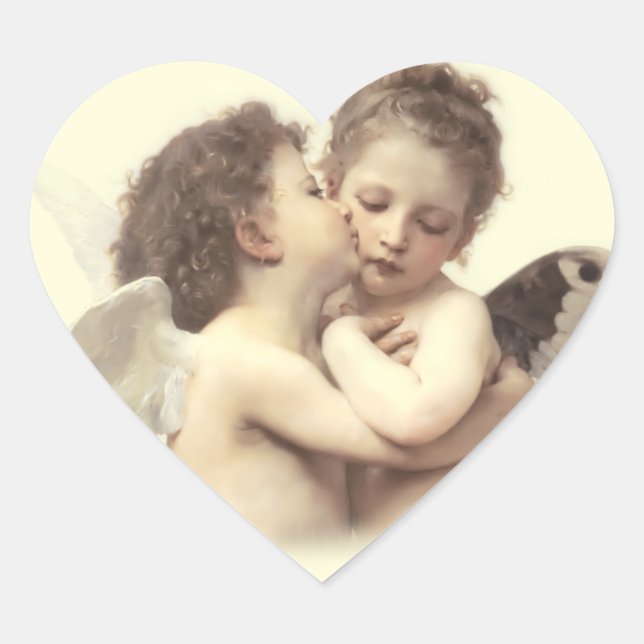 Vintage Romantic First Kiss Heart Sticker (Front)