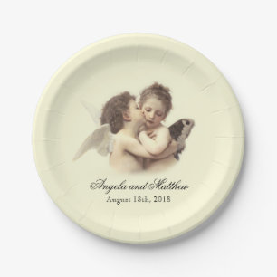 Vintage Romantic First Kiss Paper Plate