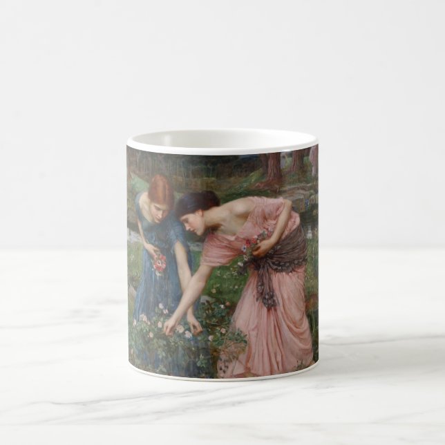 Vintage Romantic Garden Women Pre-Raphaelite Coffee Mug (Center)